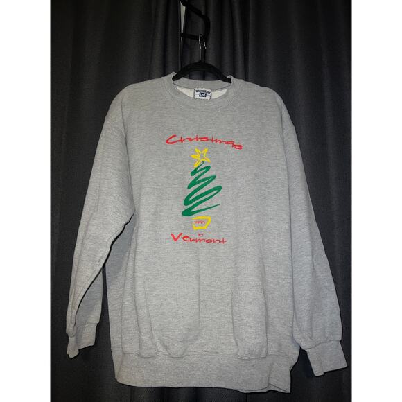 Ugly Christmas Sweater Xmas Sweatshirt Crewneck Size Large Vintage Vermont - Picture 1 of 3